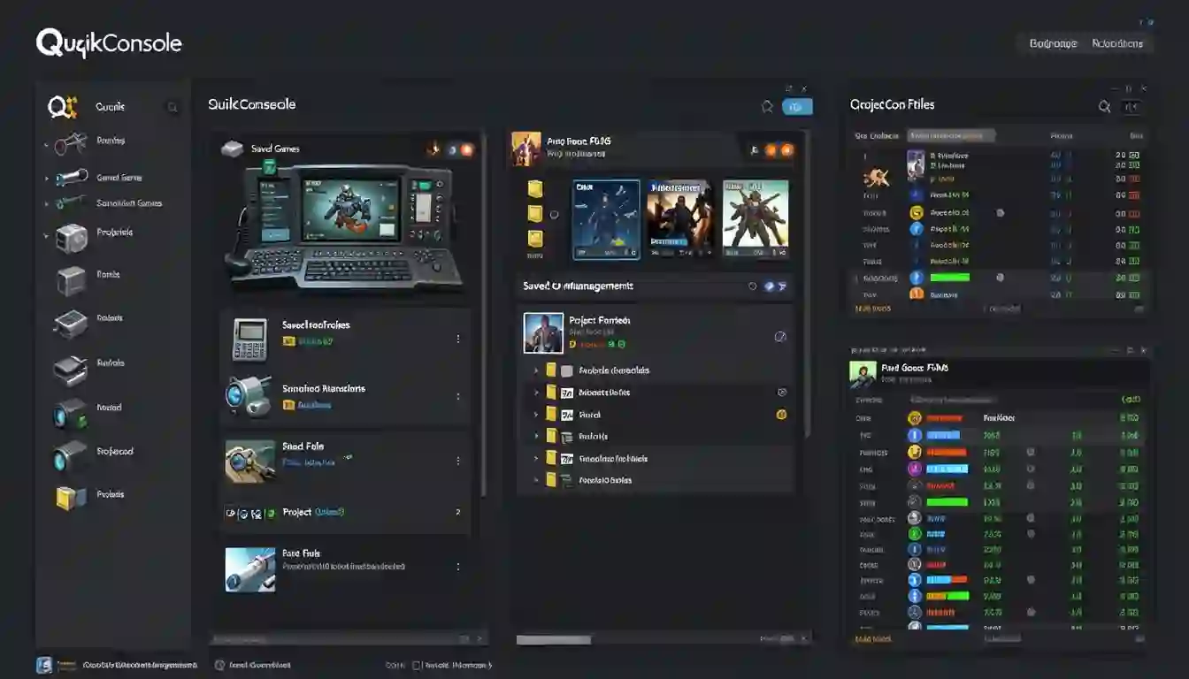 QuikConsole platform overview — gaming consoles, cloud storage, software and coding dashboard