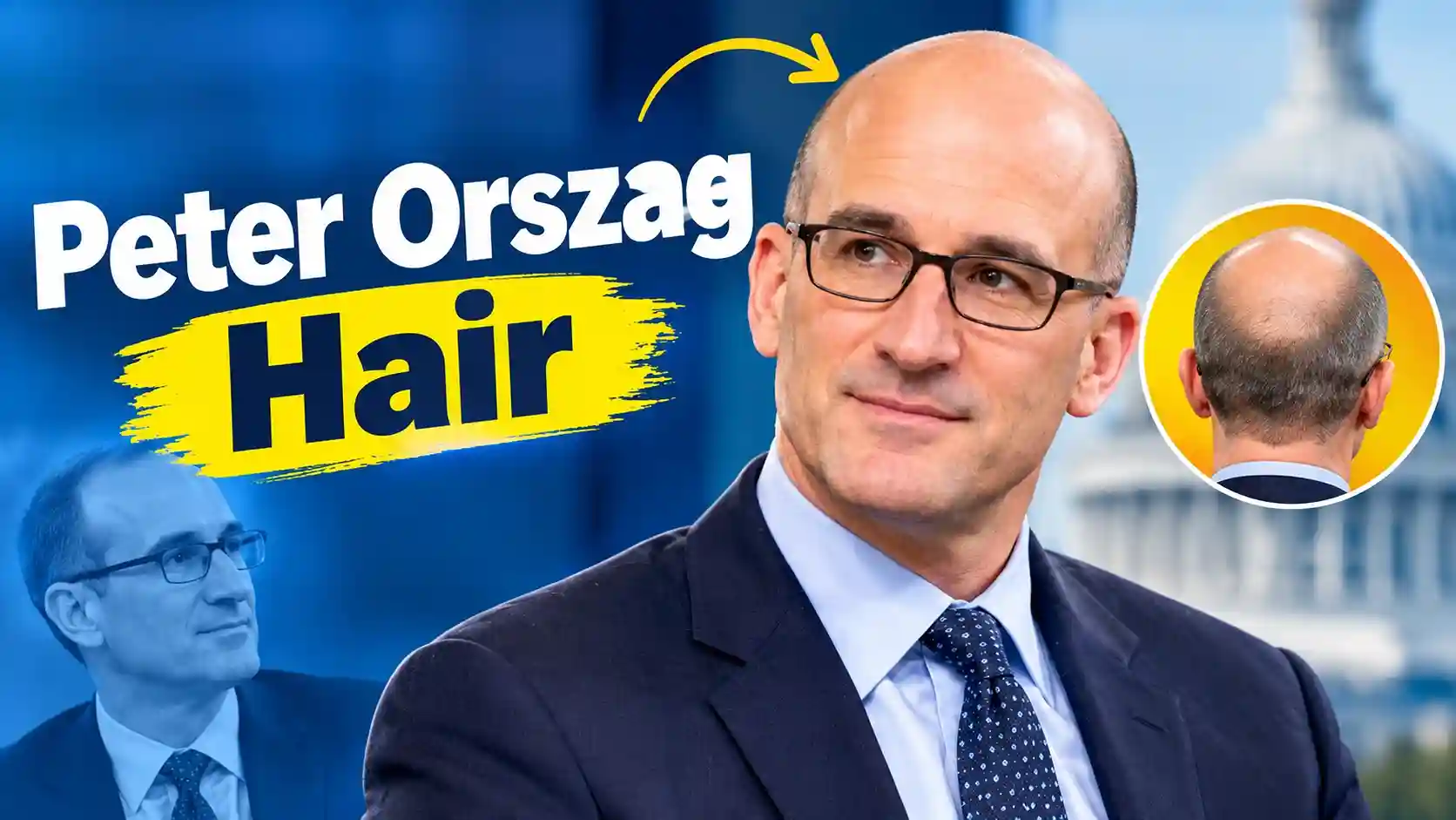 Peter Orszag hair shown in a recent photo, with natural thinning and a receding hairline.